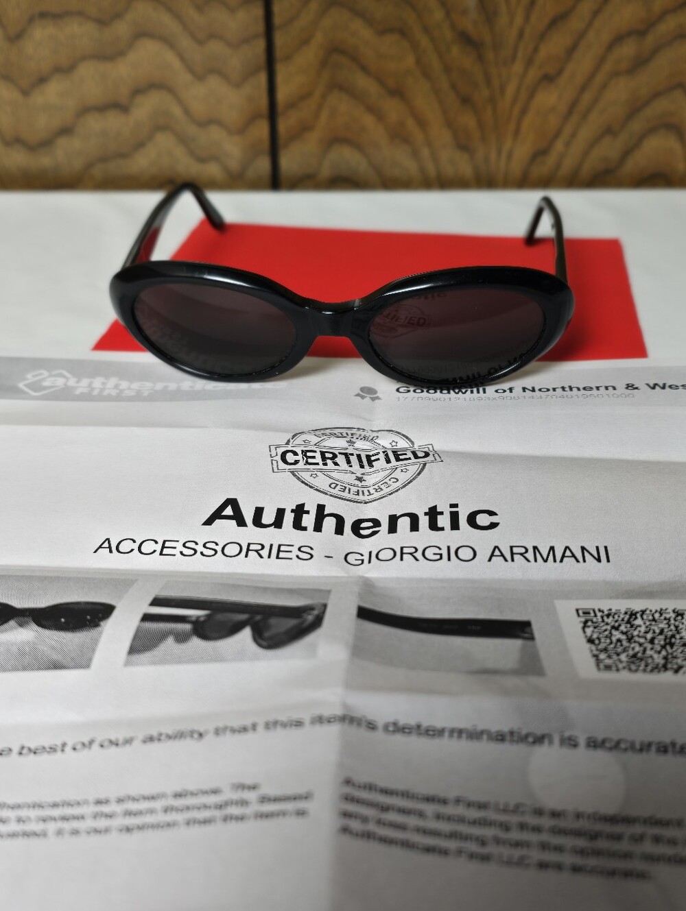 Giorgio Armani 90s Black Mini Oval Sunglasses with Dark Lenses